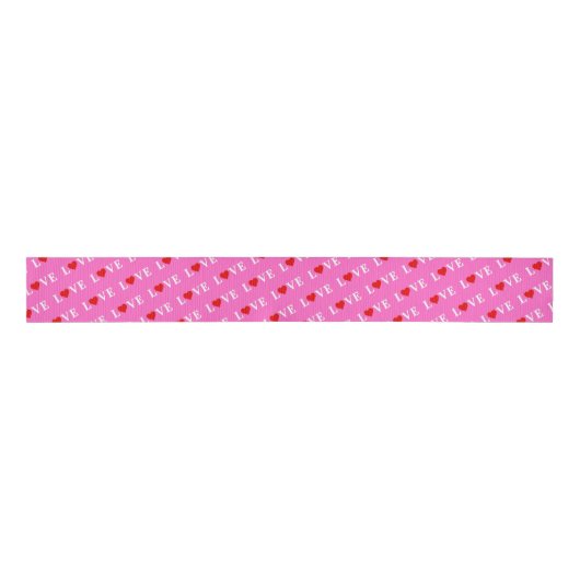 Roze LOVE Moderne afbeelding Grosgrain Lint (Voorkant)
