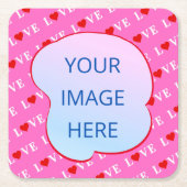 Roze LOVE Moderne afbeelding Kartonnen Onderzetters (Voorkant)