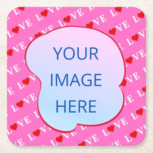 Roze LOVE Moderne afbeelding Kartonnen Onderzetters (Voorkant)