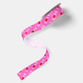Roze LOVE Moderne afbeelding Satijnen Lint (Achterkant)