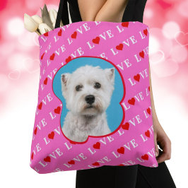 Roze LOVE Moderne Elegant Aangepaste foto Tote Bag