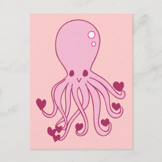 Roze Love Octopus Briefkaart