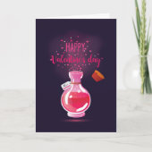 Roze Love Potion Happy Valentijnsdag Gevouwen Kaar Kaart (Voorkant)
