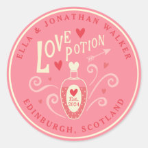 Roze Love Potion Wedding Favor Sticker