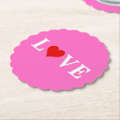 Roze LOVE Romantic Elegant Kartonnen Onderzetters (Gekanteld)