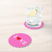 Roze LOVE Romantic Elegant Kartonnen Onderzetters (Insitu)