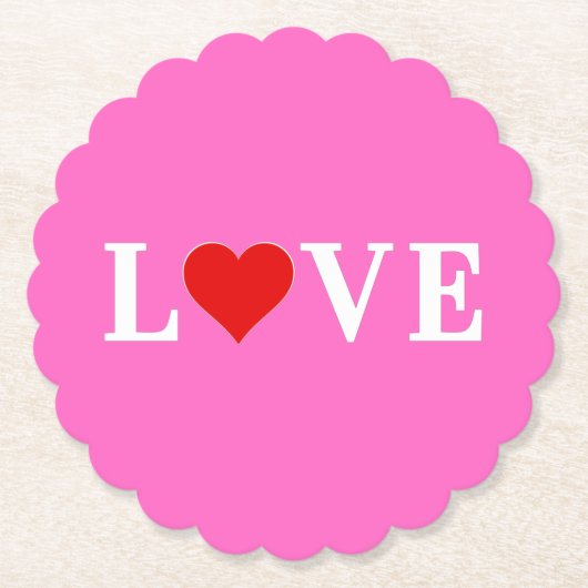 Roze LOVE Romantic Elegant Kartonnen Onderzetters (Voorkant)
