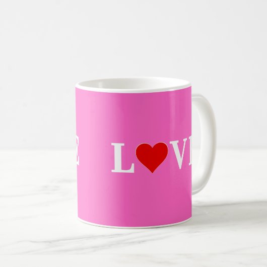 Roze LOVE Romantic Elegant Koffiemok (Voorkant rechts)