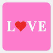Roze LOVE Romantic Elegant Vierkante Sticker (Voorkant)