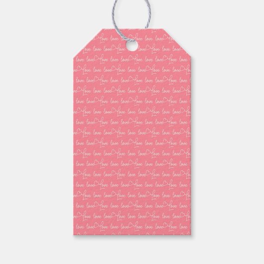 Roze "LOVE" Schrift Cadeaulabel (Voorkant)