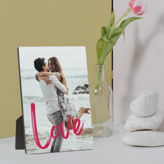Roze LOVE Schrift Easel Fotokaderloos Fotoplaat