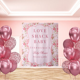 Roze Love Shack Baby Shower Fotohokje Achtergrond Wandkleed