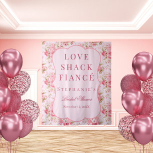 Roze Love Shack-verloofde Bruiloft Feest Welkom Bo Wandkleed