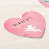 Roze Love Tennis Cupid Kartonnen Onderzetters (Gekanteld)