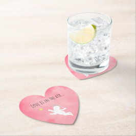 Roze Love Tennis Cupid Kartonnen Onderzetters