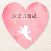 Roze Love Tennis Cupid Kartonnen Onderzetters (Voorkant)