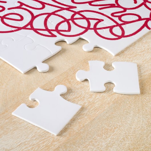 Roze Love Text Heart Legpuzzel (Zijkant)