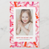 Roze LOVE Typografie Foto Happy Valentine's Day (Voorkant)