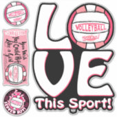 Roze Love Volleyball Sticker (Voorkant)