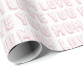 Roze Love You Moeder Harten Moederdag Cadeaupapier (Rol Hoek)