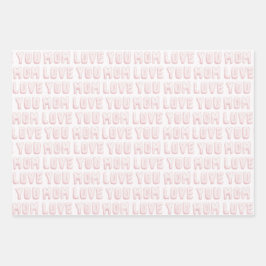 Roze Love You Moeder Harten Moederdag Inpakpapier Vel