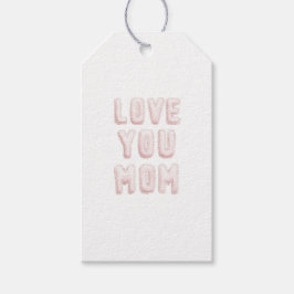Roze Love You Moeder Moederdag Cadeaulabel