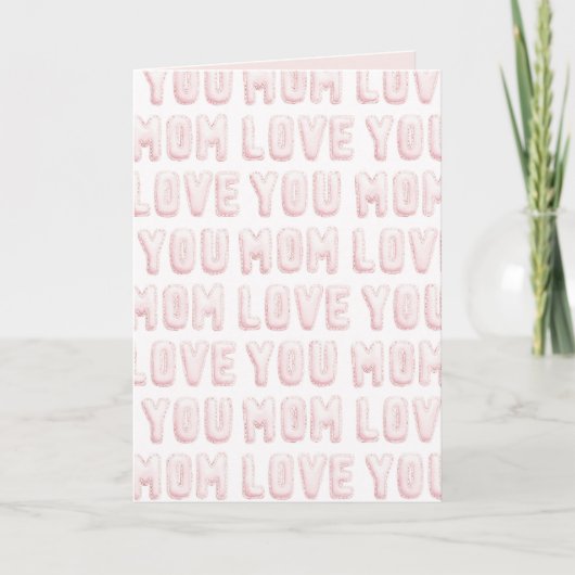 Roze Love You Moeder Moederdag Kaart (Voorkant)