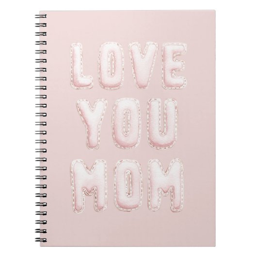 Roze Love You Moeder Moederdag Notitieboek (Voorkant)