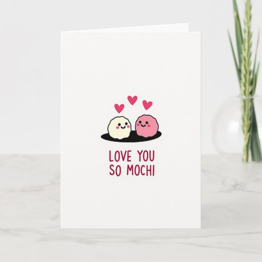 Roze Love You So Mochi Kaart (Voorkant)