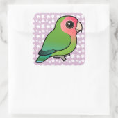 Roze Lovebird Vierkante Sticker (Tas)