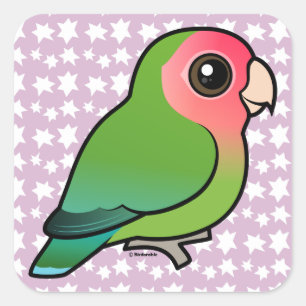 Roze Lovebird Vierkante Sticker