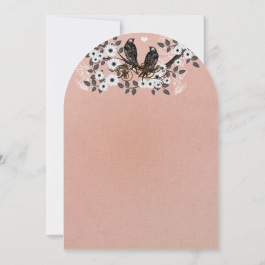 Roze  Lovebird Wedding Uitnodiging (Achterkant)