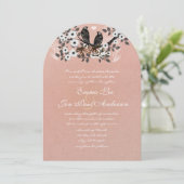 Roze  Lovebird Wedding Uitnodiging (Staand voorkant)