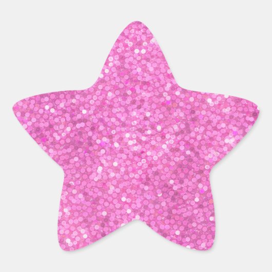 Roze Lovertjes Glans Ster Sticker (Voorkant)