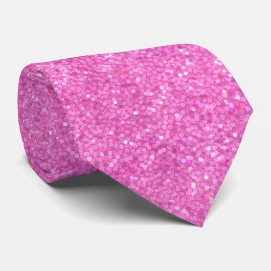 Roze Lovertjes Glans Stropdas (Opgerold)