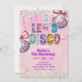 Roze Lovertjes Glitter Laten we Disco Verjaardag Kaart (Voorkant)