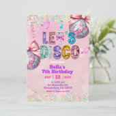 Roze Lovertjes Glitter Laten we Disco Verjaardag Kaart (Staand voorkant)