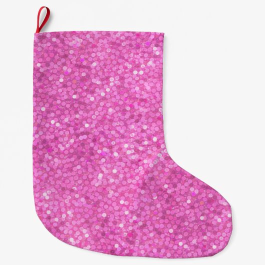 Roze Lovertjes Glitters Grote Kerstsok (Voorkant)
