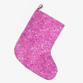 Roze Lovertjes Glitters Grote Kerstsok (Voorkant (Hangend))