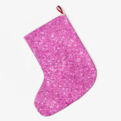 Roze Lovertjes Glitters Grote Kerstsok (Achterkant (Hangend))