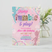 Roze lovertjes glitters gymnastiek verjaardag kaart (Staand voorkant)