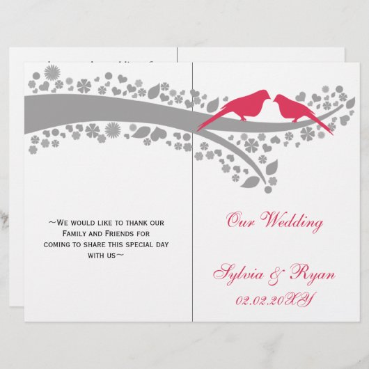 roze lovevogels gevouwen Weddenschap (Voorkant / Achterkant)