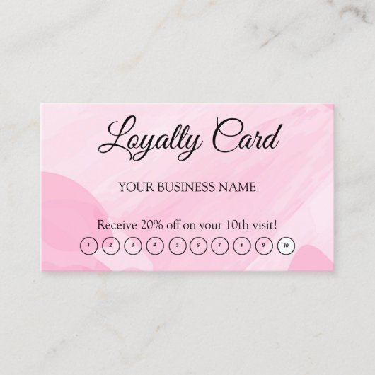 Roze Loyaliteit Kaart QR Code Klantwaardering Visitekaartje (Voorkant)