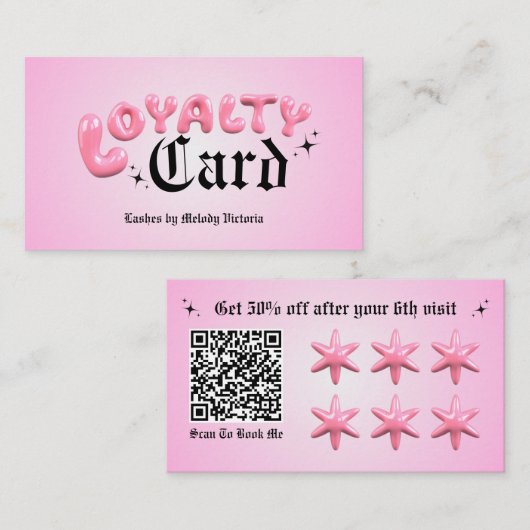 Roze Loyalty Business Card met Bubbels Visitekaartje (Voorkant / Achterkant)