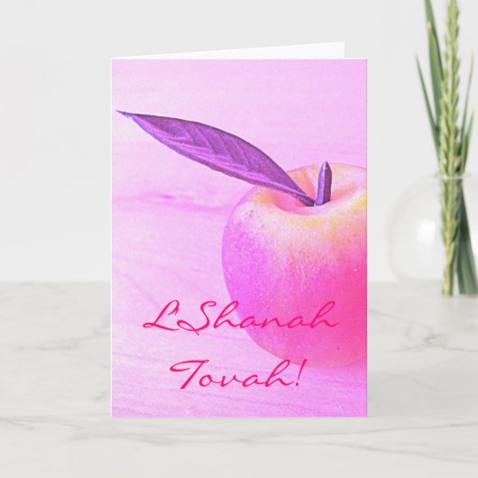 Roze L'Shanah Tovah Apple Kaart (Voorkant)
