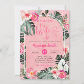 Roze Luau Hibiscus Tropisch Bloemen Vrijgezellenfe Kaart (Voorkant)