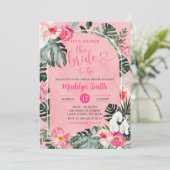 Roze Luau Hibiscus Tropisch Bloemen Vrijgezellenfe Kaart (Staand voorkant)