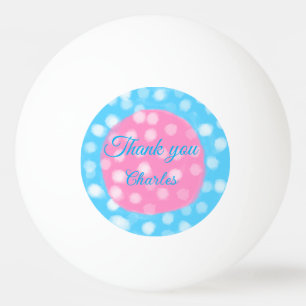 Roze lucht blauw witte polka stippen dank je wel n pingpongbal
