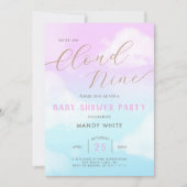 Roze lucht Cloud Nine Baby Shower Uitnodiging (Voorkant)