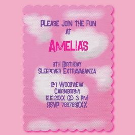 Roze lucht en pluizige wolken Verjaardag Kaart